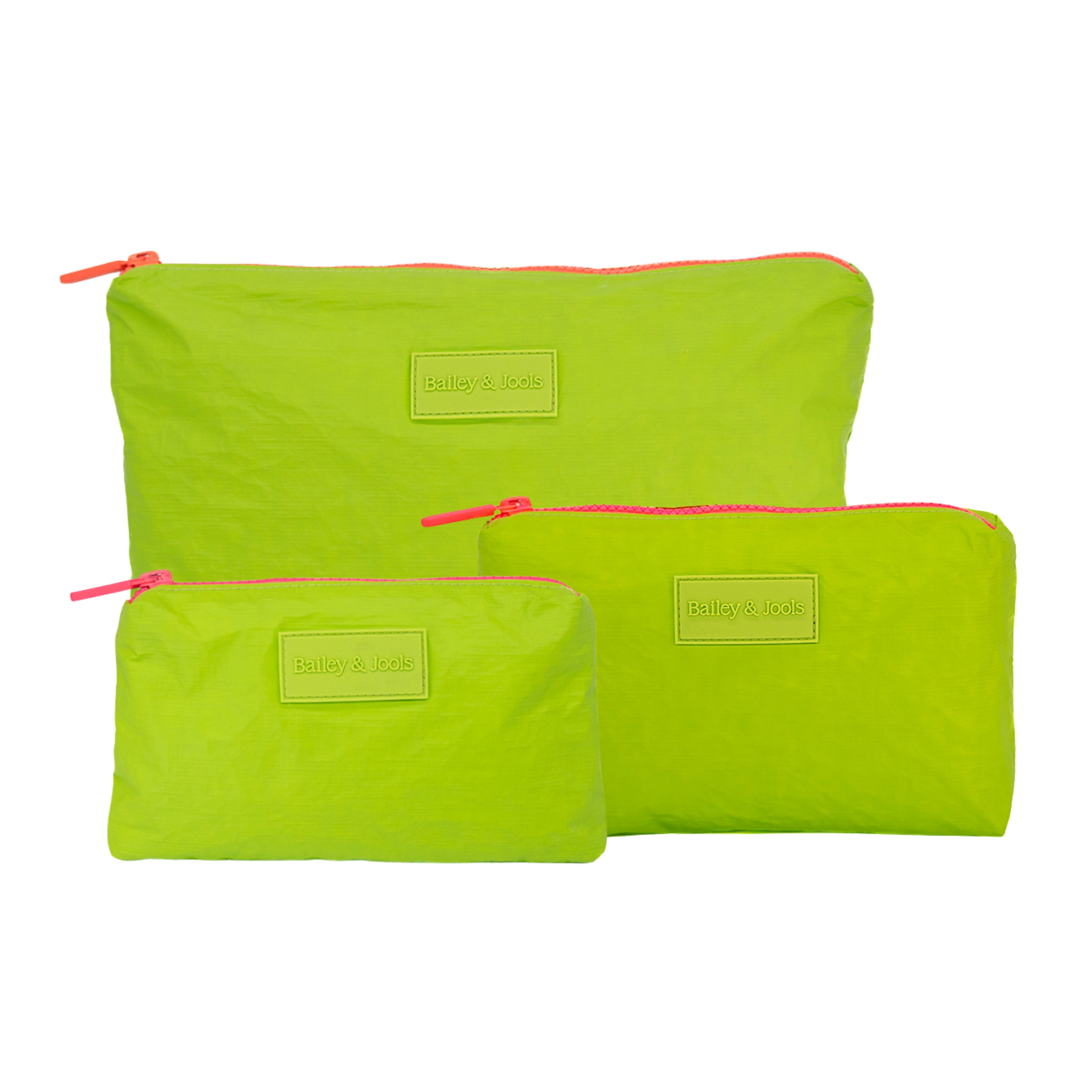 Set of 3: Pouches in Large + Mid Size + Mini Essential Green