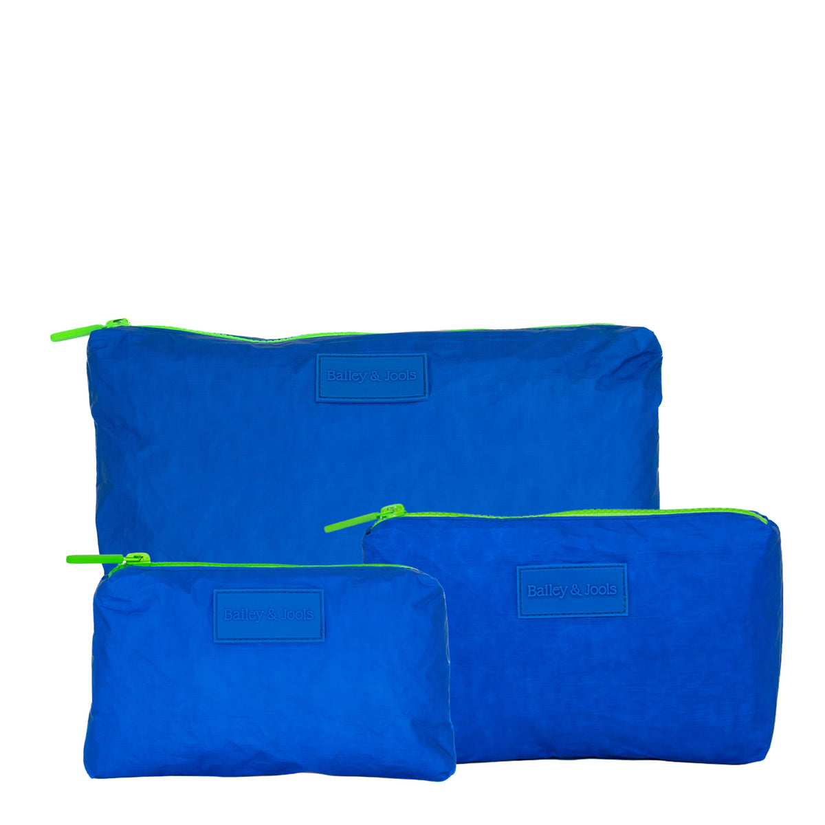 Set of 3: Pouches in Large + Mid Size + Mini Essential Blue