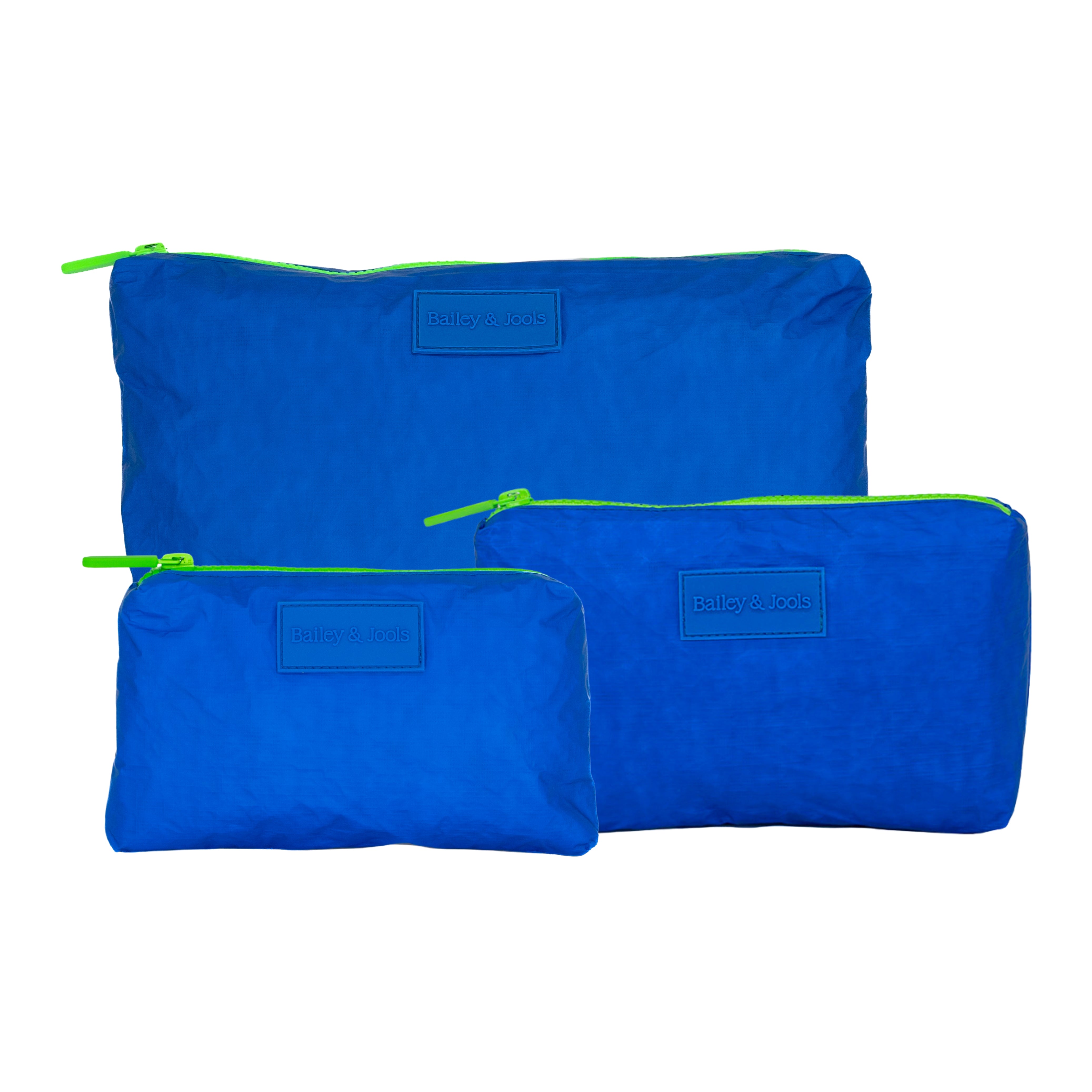Set of 3: Pouches in Large + Mid Size + Mini Essential Blue