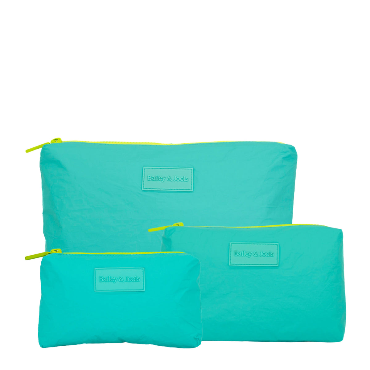 Set of 3: Pouches in Large + Mid Size + Mini Essential Aqua