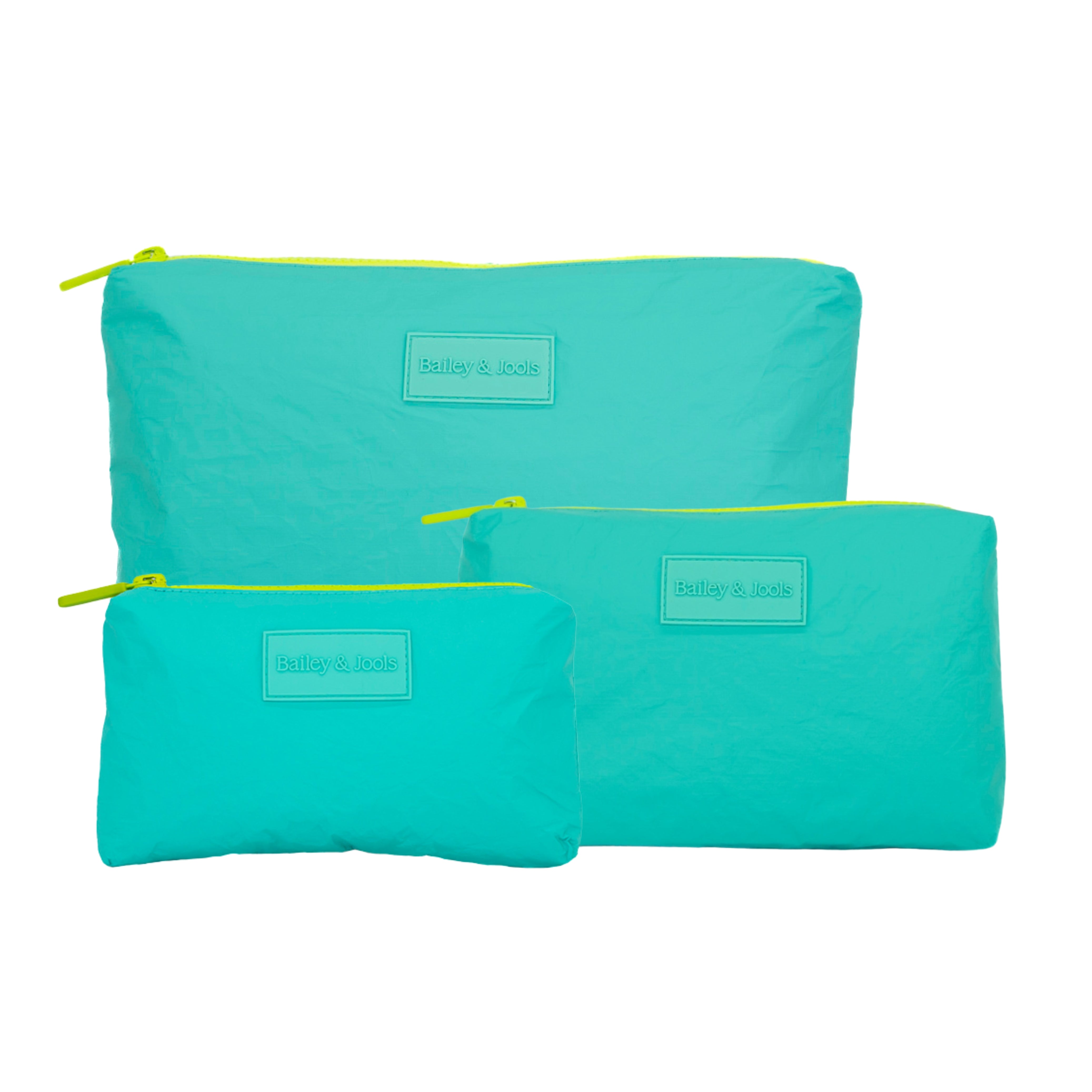 Set of 3: Pouches in Large + Mid Size + Mini Essential Aqua