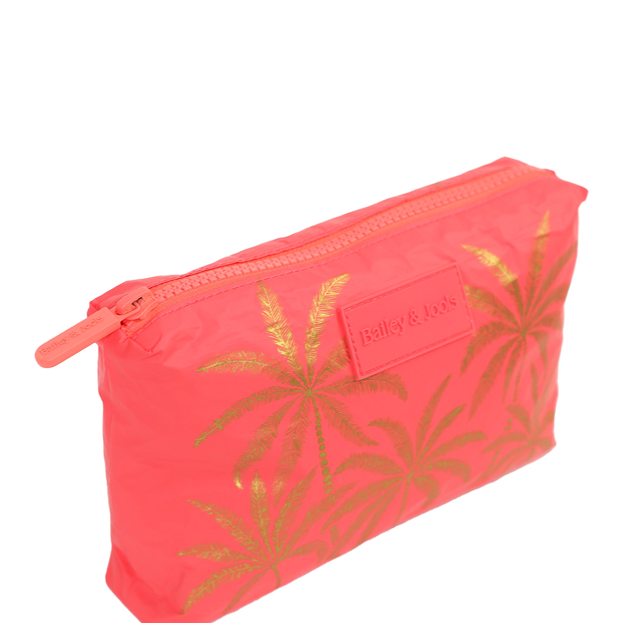 Mid Pouch - Coral Golden Palms