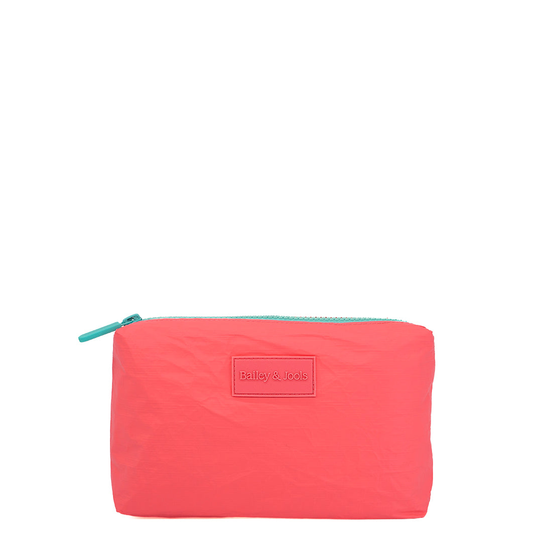 Set of 3: Pouches in Large Aqua + Mid Size Coral + Mini Aqua