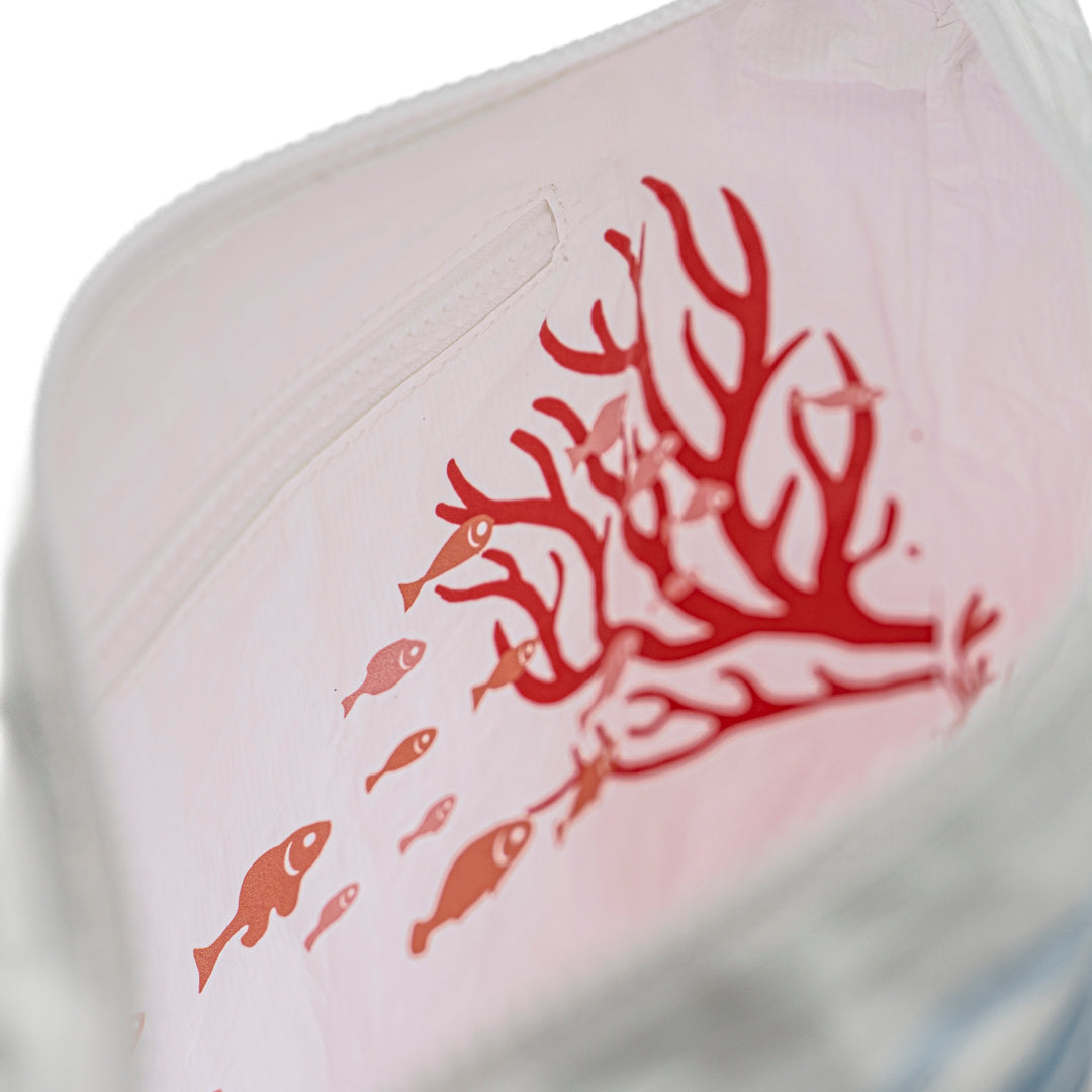 Set of 3: Pouches in Large +Mini in Coral Crush and Mid Size in Ocean Wave