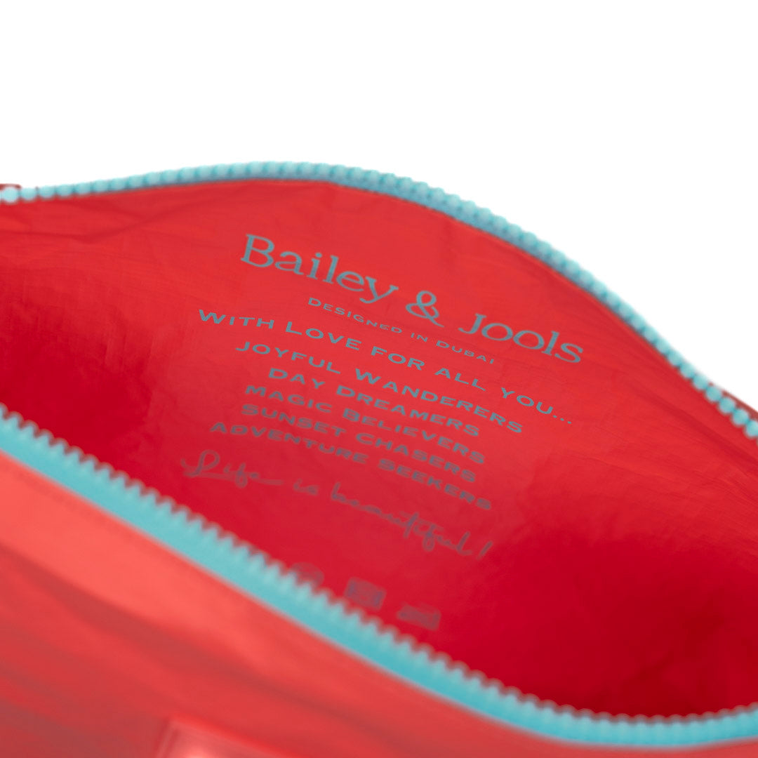 Set of 3: Pouches in Large Coral + Mid Size Aqua + Mini Aqua