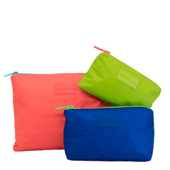 Set of 3: Pouches in Large + Mid Size + Mini - Essentials Coral