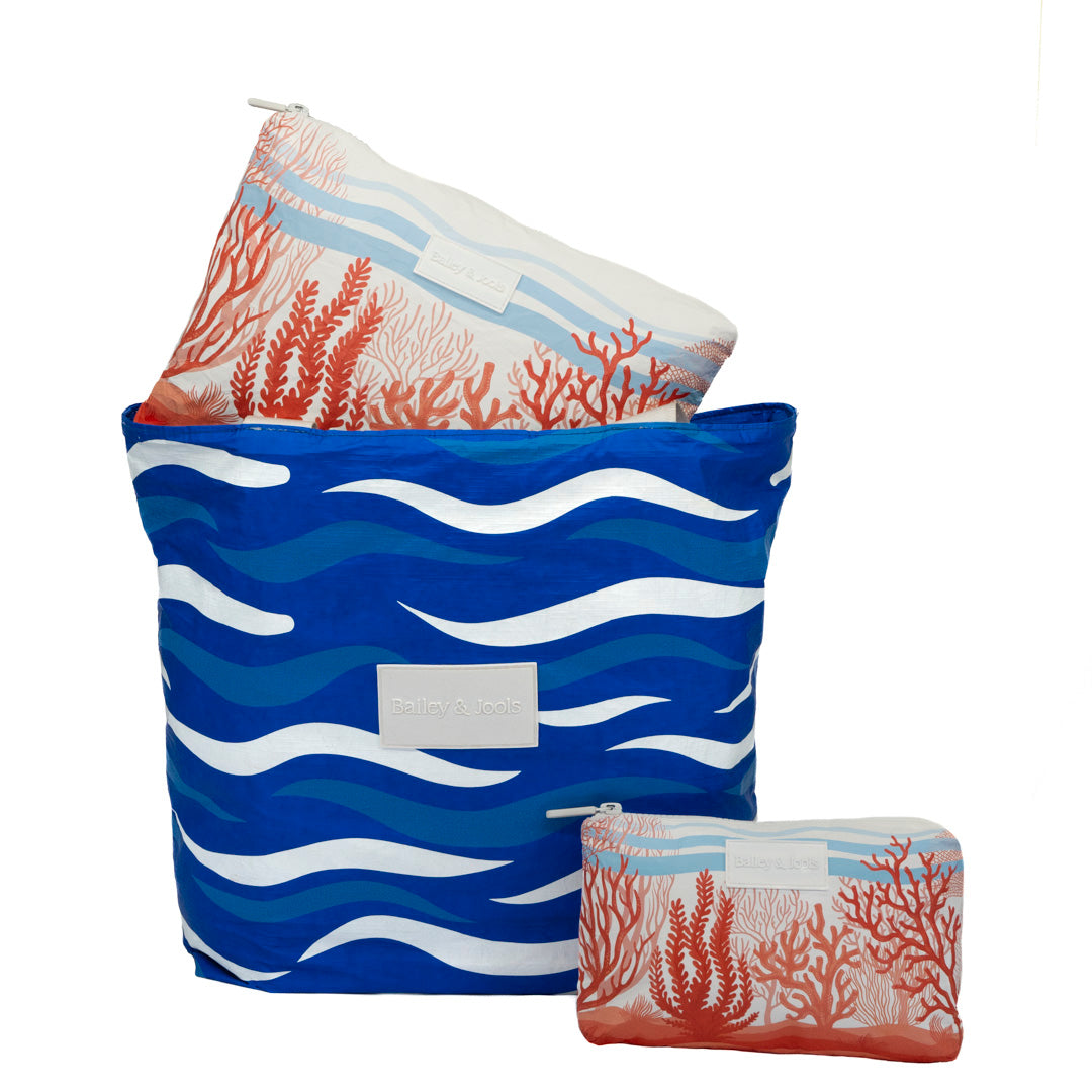 Set of 3: Daytripper + Large Pouch + Mini Pouch - Ocean Lover