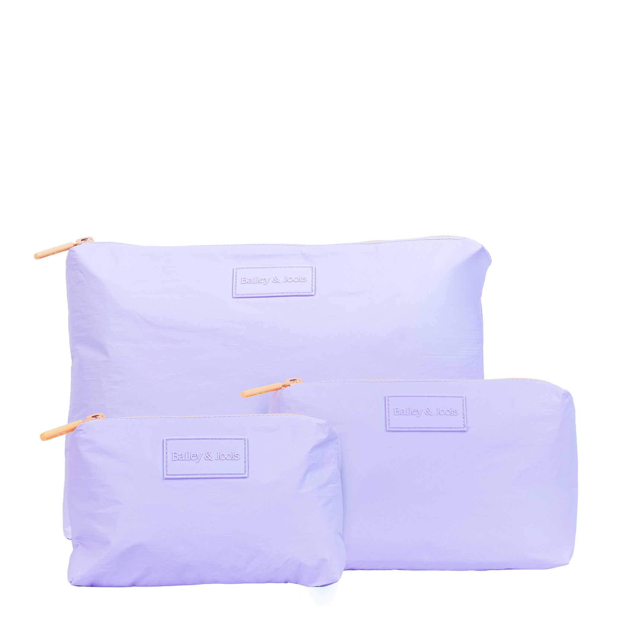 Set of 3: Pouches in Large + Mid Size + Mini Essential Lavender