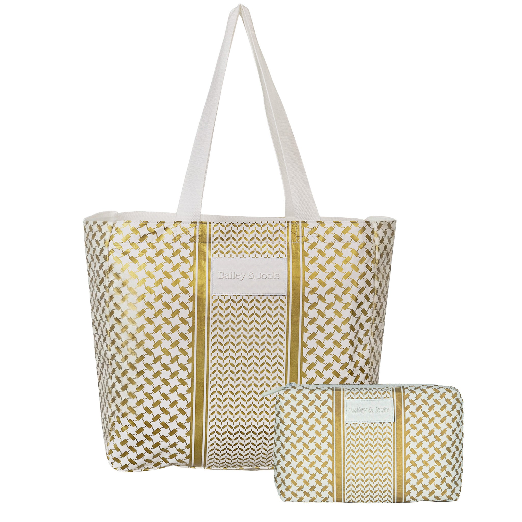 Set of 2: Gold Heritage Signature Tote + Mid Pouch