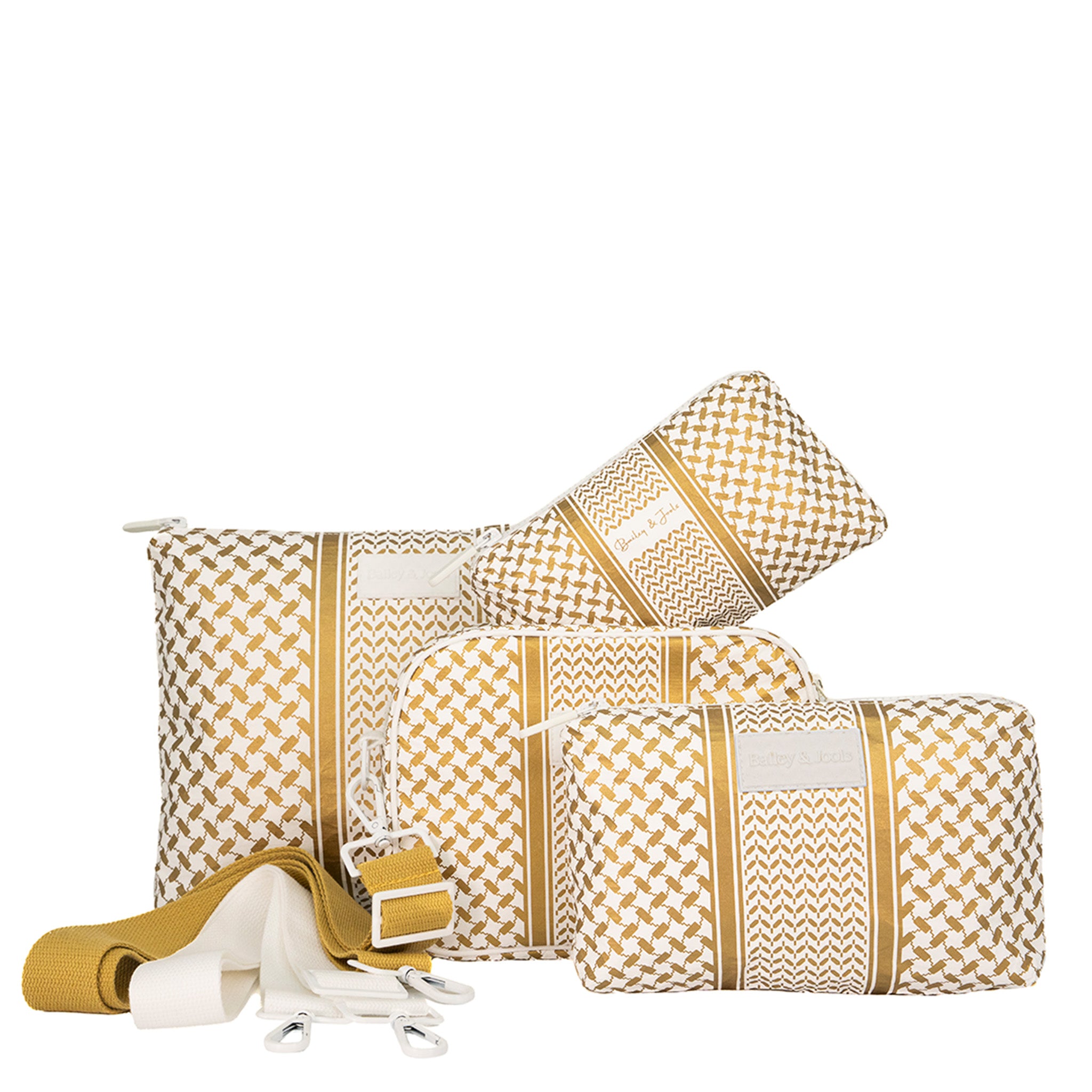 Set of 4: Little Big Bag + Pouches in Large + Mid Size + Mini in Heritage Gold
