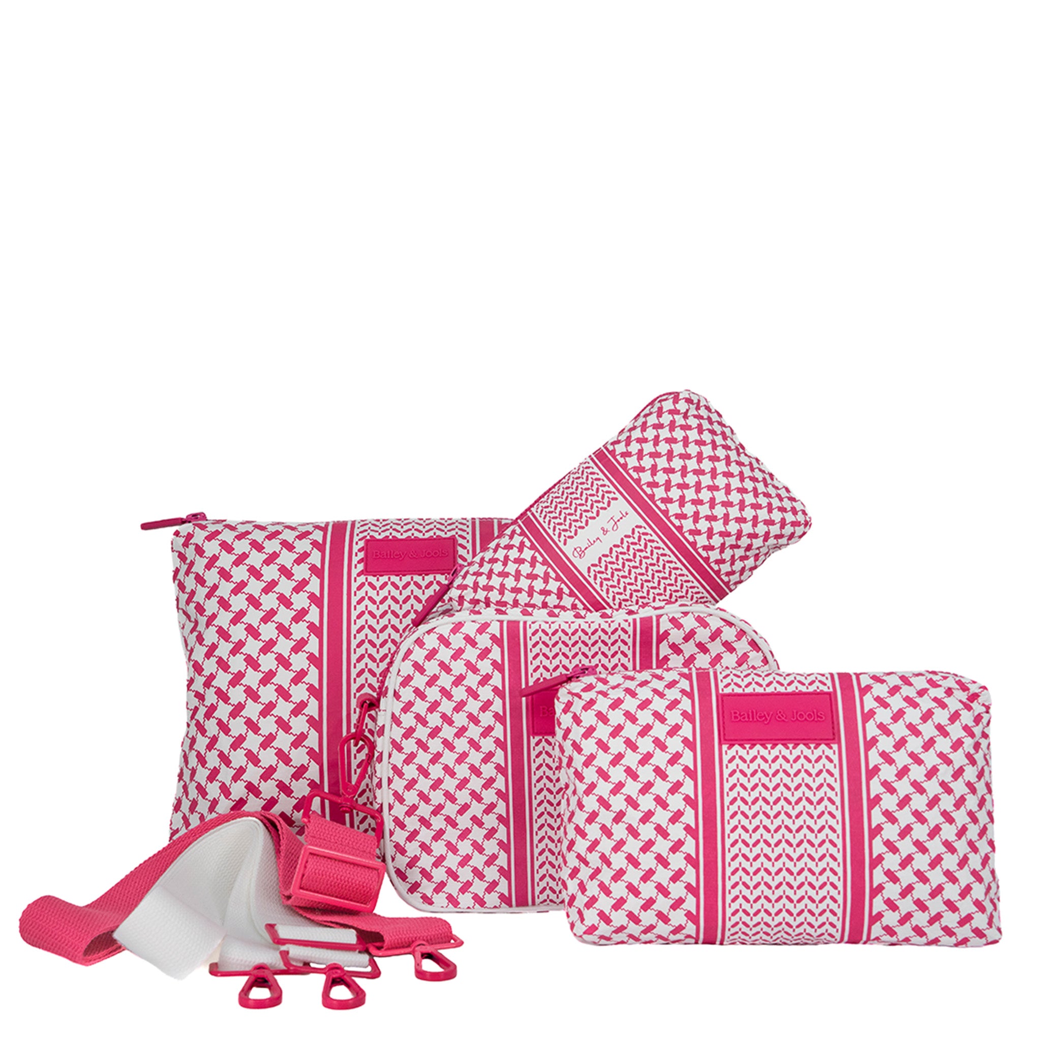 Set of 4: Little Big Bag + Pouches in Large + Mid Size + Mini in Heritage Pink