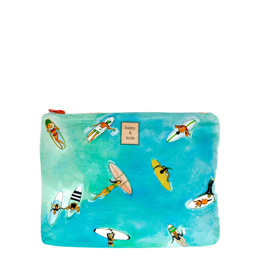 Set of 3: Surfer's Paradise Pouches in Large + Mini Size + La Plage Mid Size
