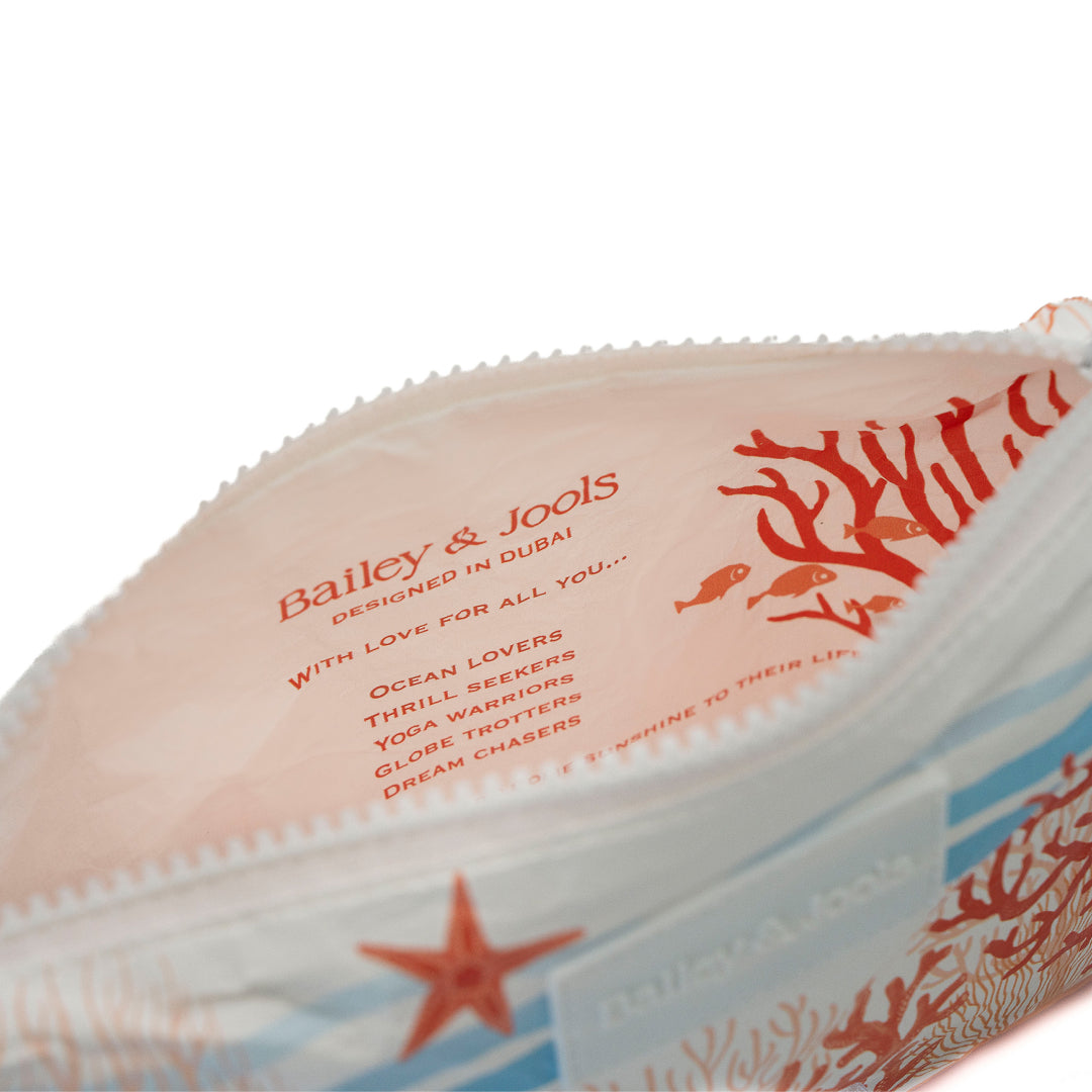 Set of 3: Pouches in Large +Mini in Ocean Wave and Mid Size in Coral Crush