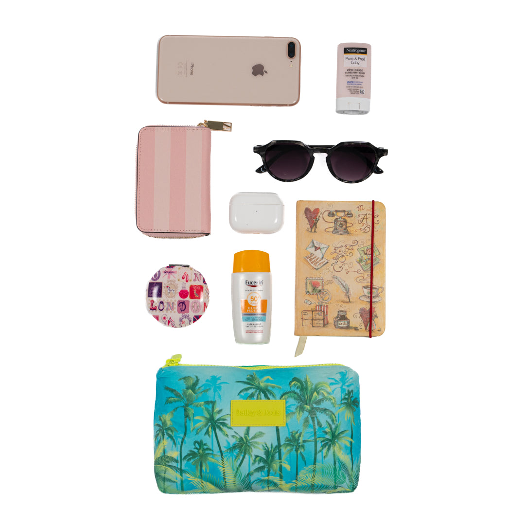 Set of 4: Daytripper Tote + Pouches in Large + Mid Size + Mini Palm Haven