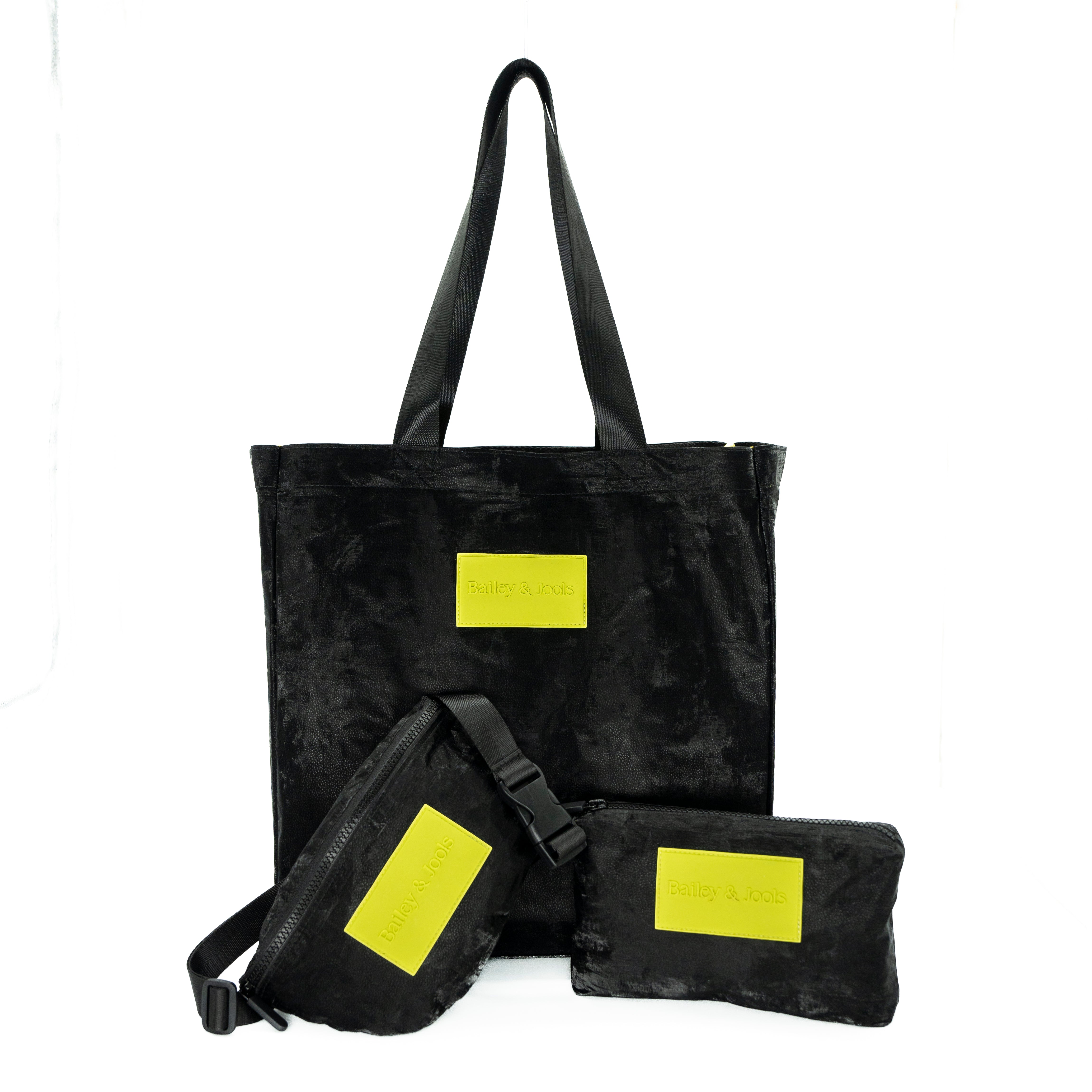 Set of 3: Signature Tote + Mid Pouch + Hip Bag - Noir Chic