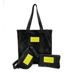 Set of 3: Signature Tote + Mid Pouch + Hip Bag - Noir Chic
