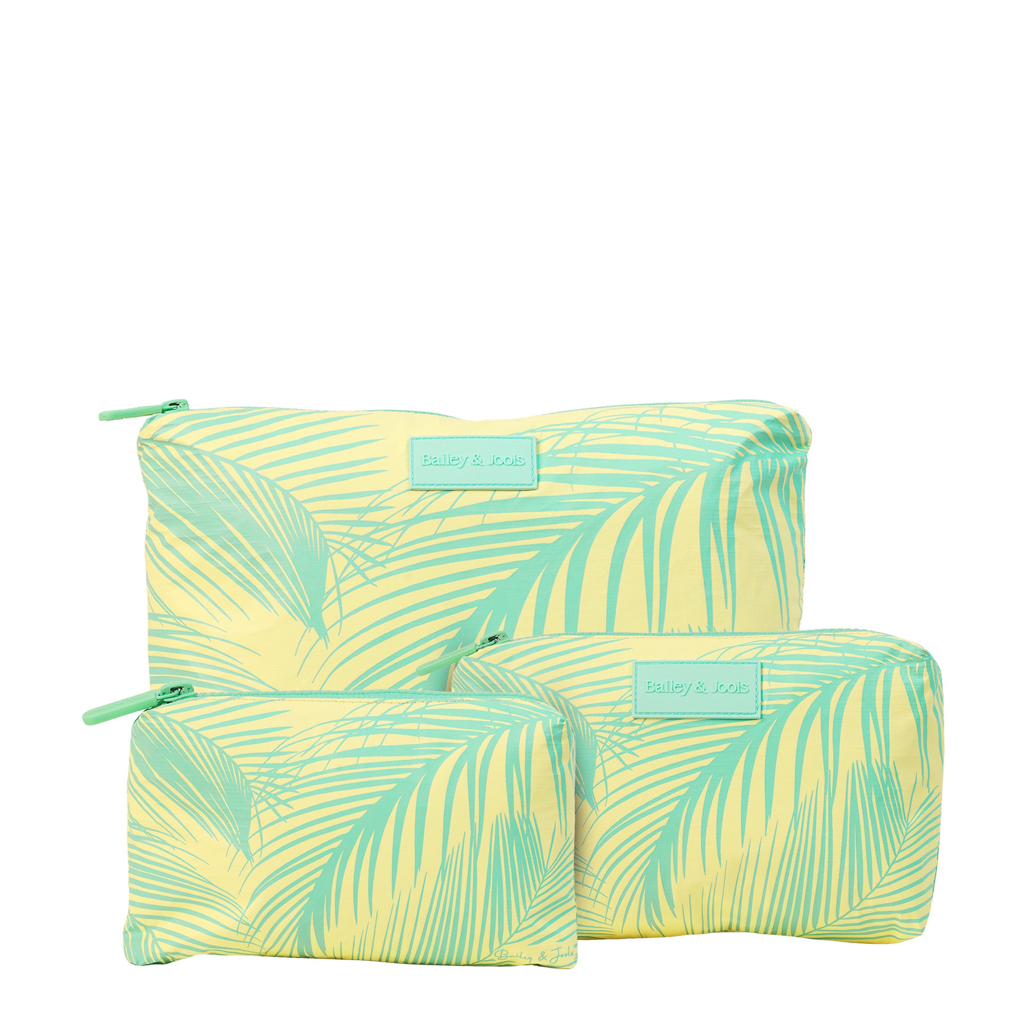 Set of 3: Pouches in Large + Mid Size + Mini Palm Breeze Yellow