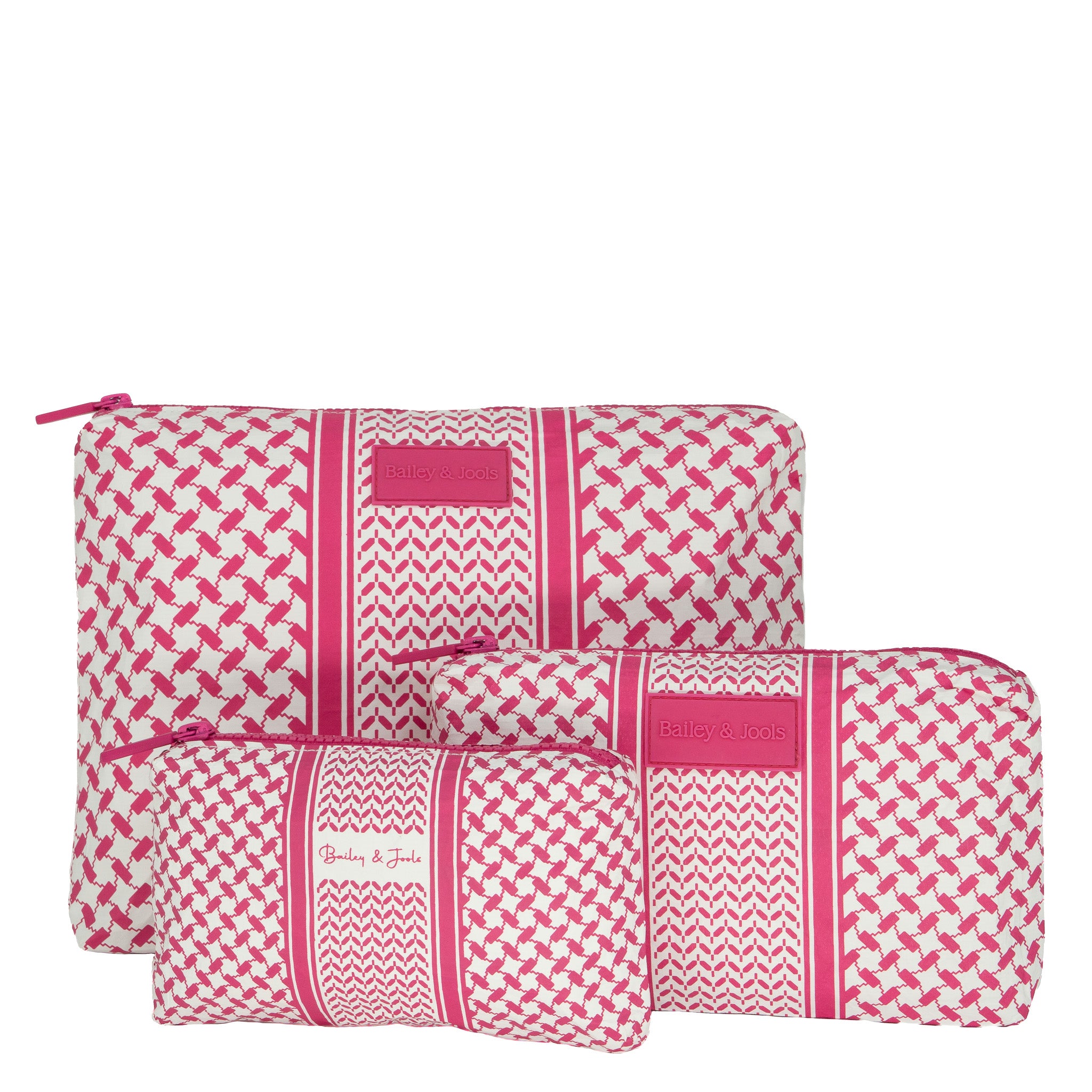 Set of 3: Pouches in Large + Mid Size + Mini The Heritage Bag Pink