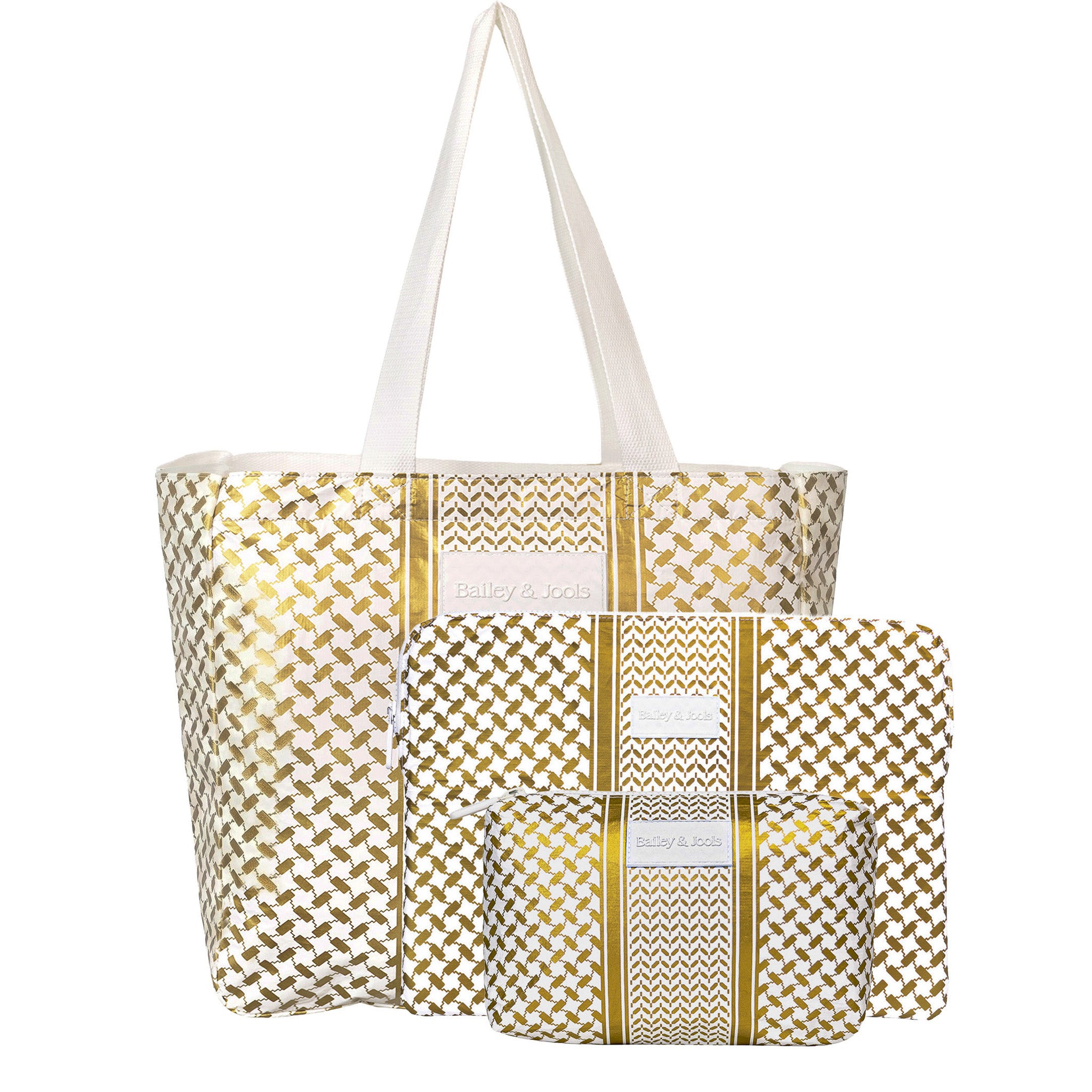 Set of 3: Signature Tote + Laptop Bag 13&14 inch + Mid Size Pouch Gold Heritage
