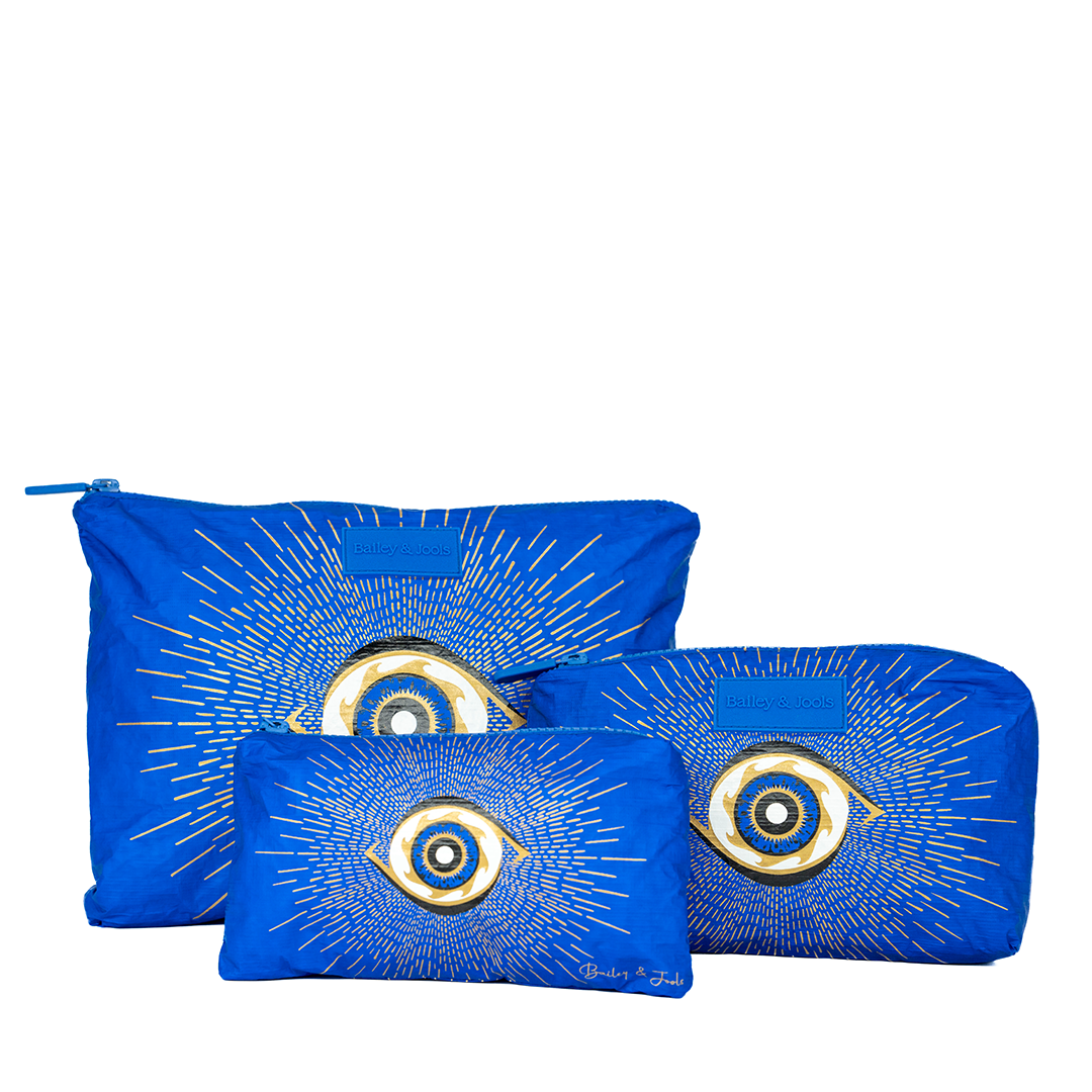 Set of 3: Pouches in Large + Mid Size + Mini Golden Eye