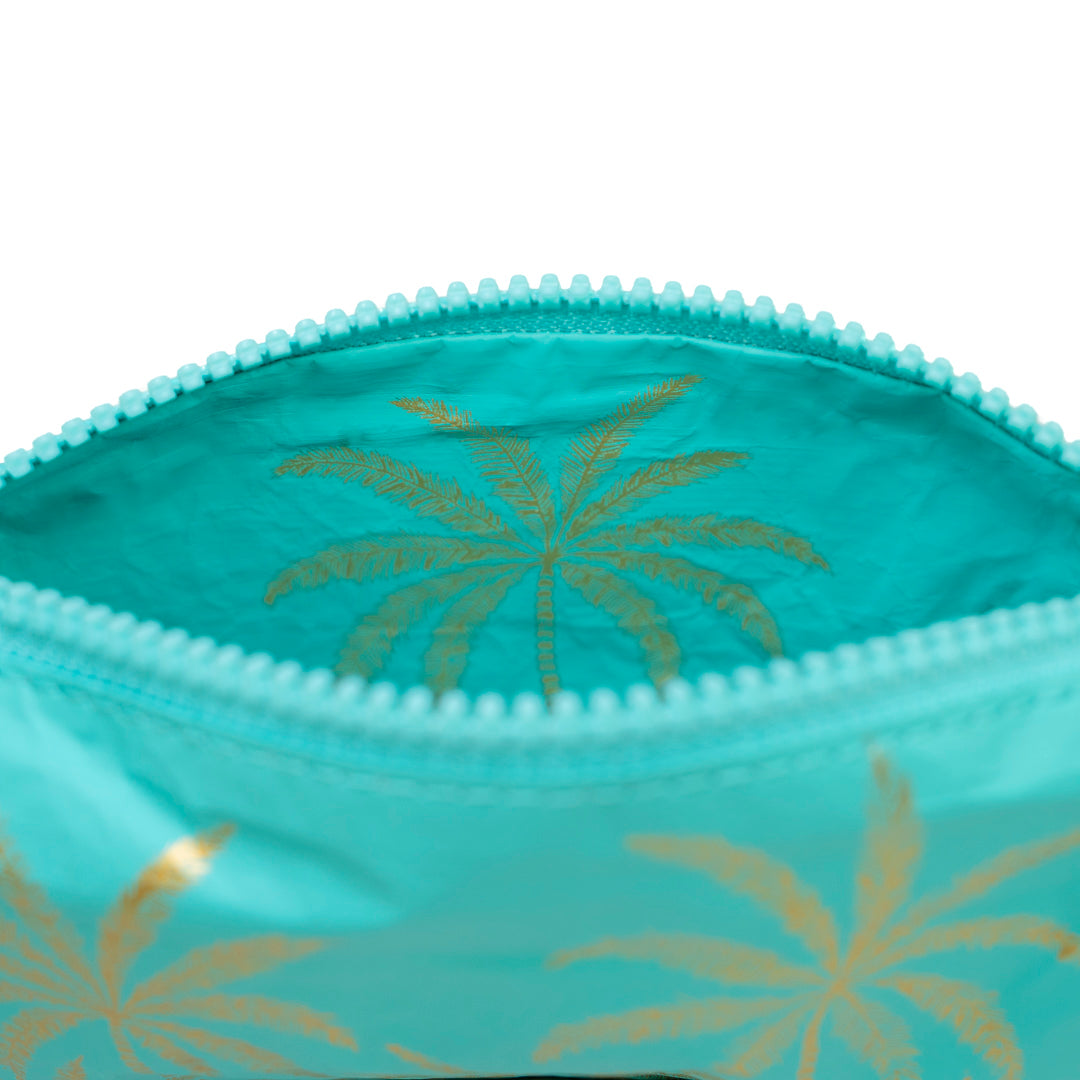 Mini Pouch - Aqua Golden Palms