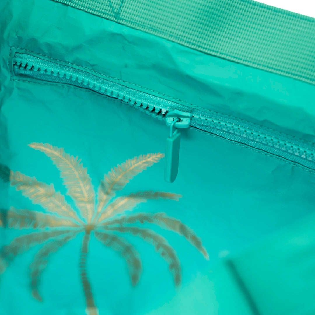 Signature Tote Bag - Aqua Golden Palms