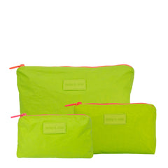 Set of 3: Pouches in Large + Mid Size + Mini Essential Green