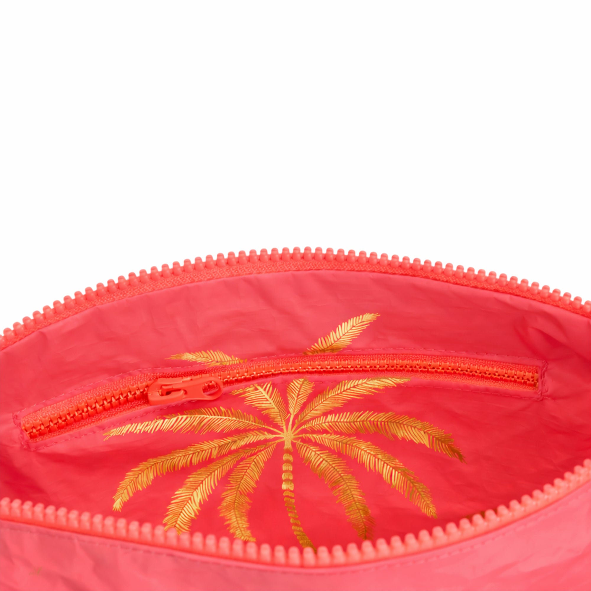 Large Pouch - Coral Golden Palms