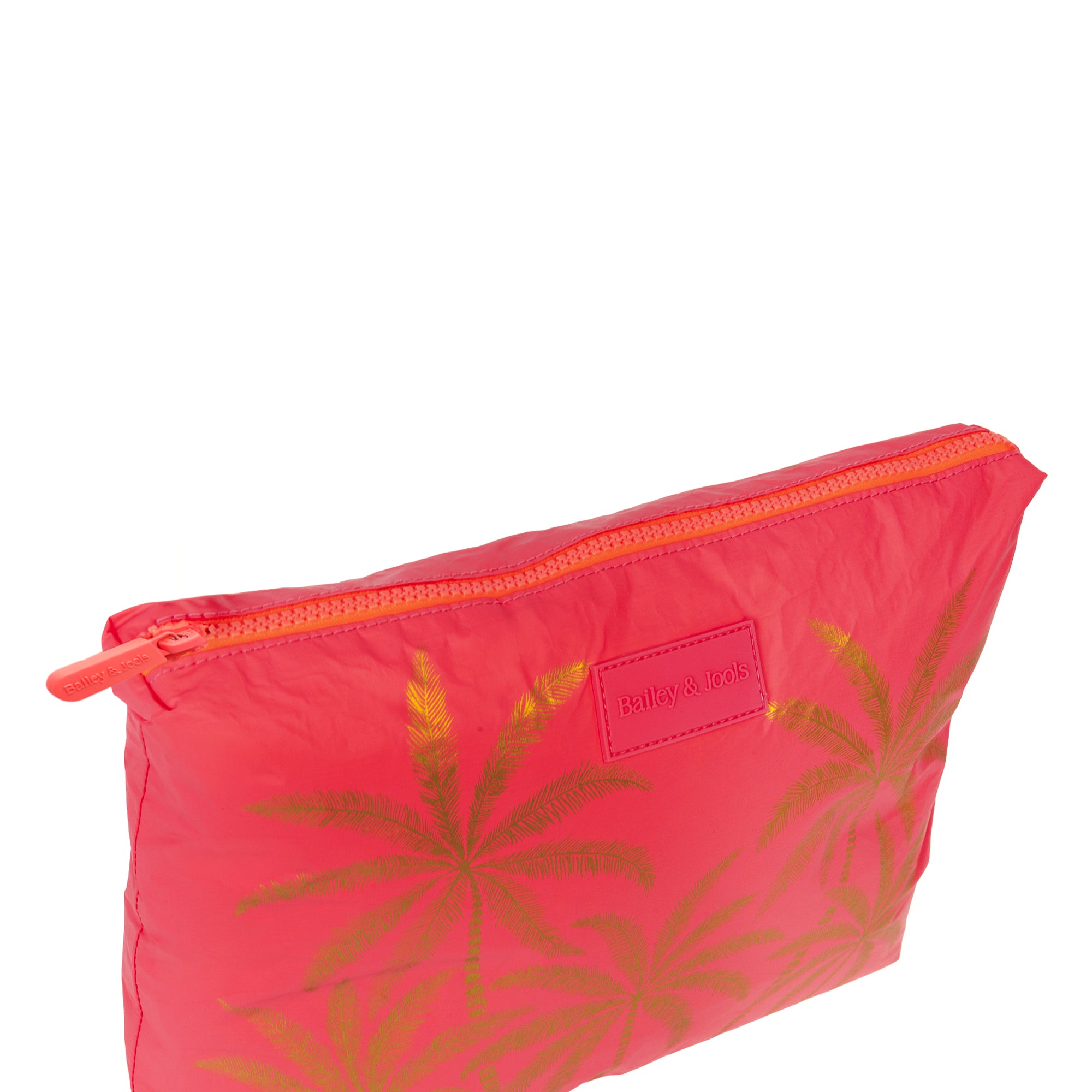 Large Pouch - Coral Golden Palms