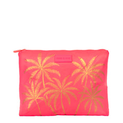 Large Pouch - Coral Golden Palms