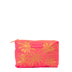 Mid Pouch - Coral Golden Palms
