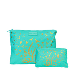 Pouch Set (Large + Mini) - Aqua 