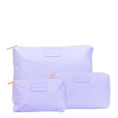 Set of 3: Pouches in Large + Mid Size + Mini Essential Lavender