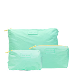 Set of 3: Pouches in Large + Mid Size + Mini Essential Mint