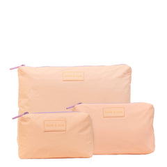 Set of 3: Pouches in Large + Mid Size + Mini Essential Peach