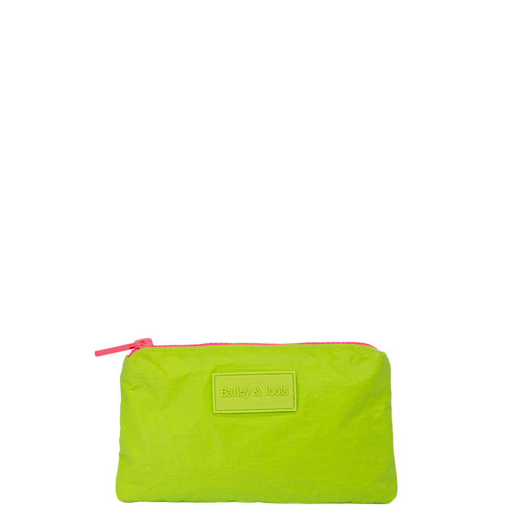 Set of 3: Pouches in Large + Mid Size + Mini - "Life is Beautiful" and Essential Green