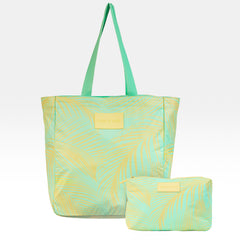 Set of 2: Signature Zip Tote + Mid Pouch Palm Breeze Mint