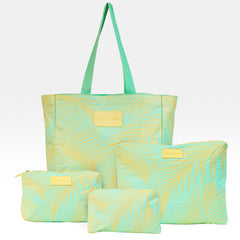 Set of 4: Signature Tote + Pouches in Large + Mid Size + Mini Palm Breeze Mint