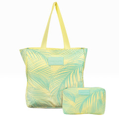 Set of 2: Signature Zip Tote + Mid Pouch Palm Breeze Yellow