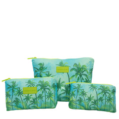 Set of 3: Pouches in Large + Mid Size + Mini Palm Haven