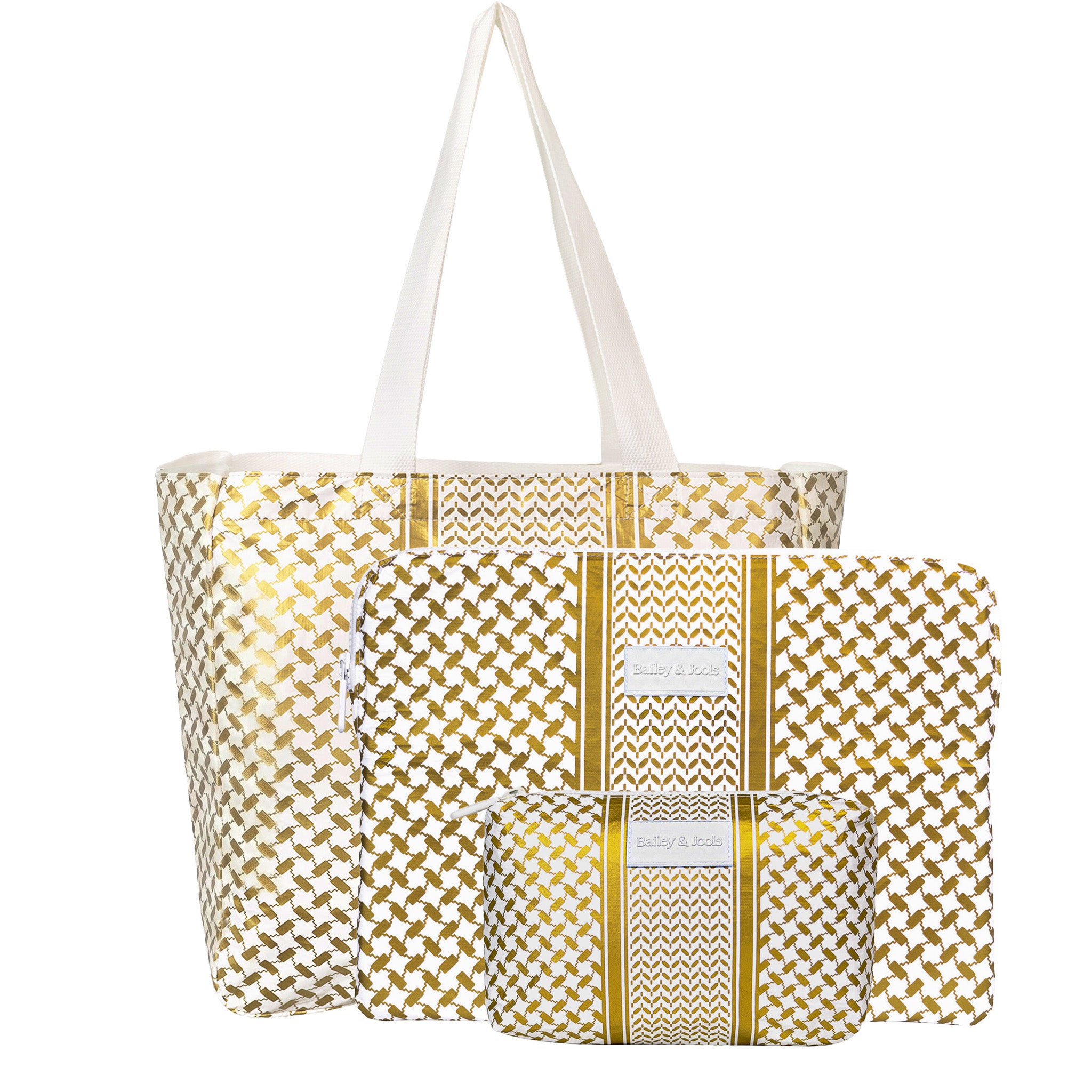Set of 3: Signature Tote + Laptop Bag 15&16 inch + Mid Size Pouch Gold Heritage