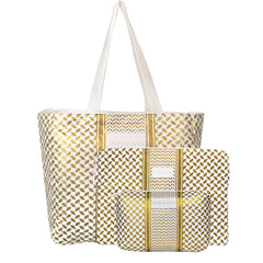 Set of 3: Signature Tote + Laptop Bag 13&14 inch + Mid Size Pouch Gold Heritage