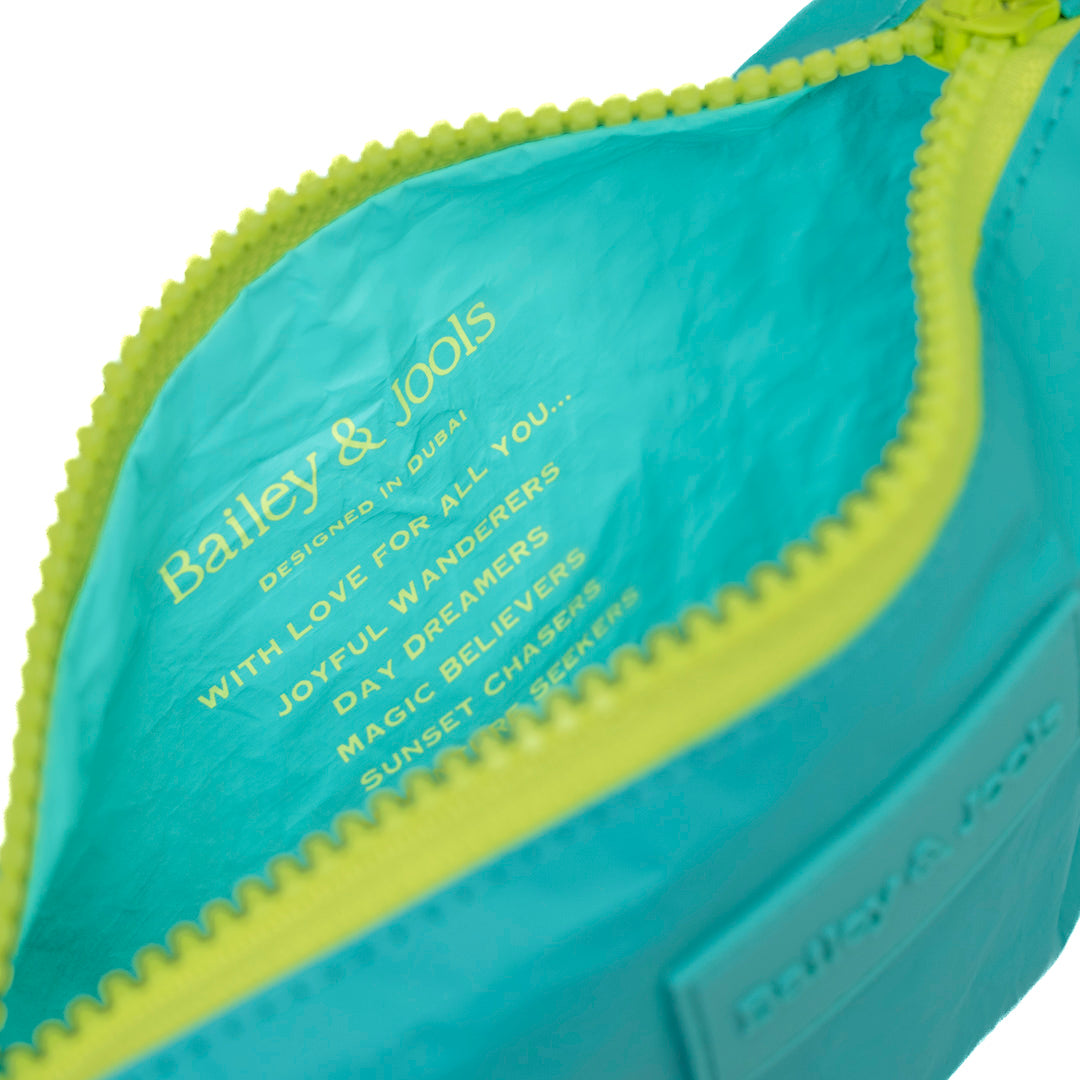 Set of 3: Pouches in Large Aqua + Mid Size Coral + Mini Green