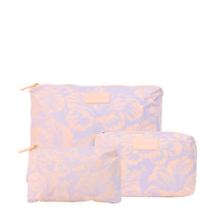 Set of 3: Pouches in Large + Mid Size + Mini Tropical Lavender