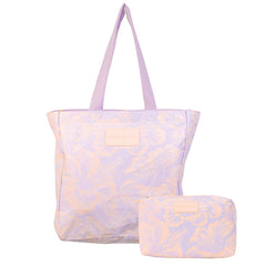 Set of 2: Signature Zip Tote + Mid Pouch Tropical Lavender
