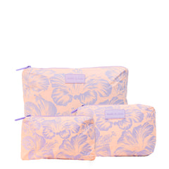 Set of 3: Pouches in Large + Mid Size + Mini Tropical Peach