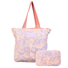 Set of 2: Signature Zip Tote + Mid Pouch Tropical Peach