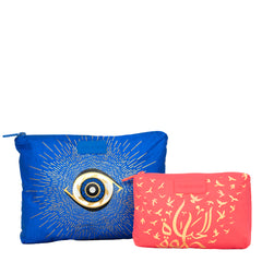 Set of 2: Golden Eye Large Large Pouch + Coral Gold Mid Size